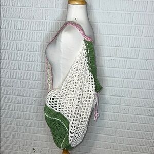 Handmade Green and White Crochet Tote Bag